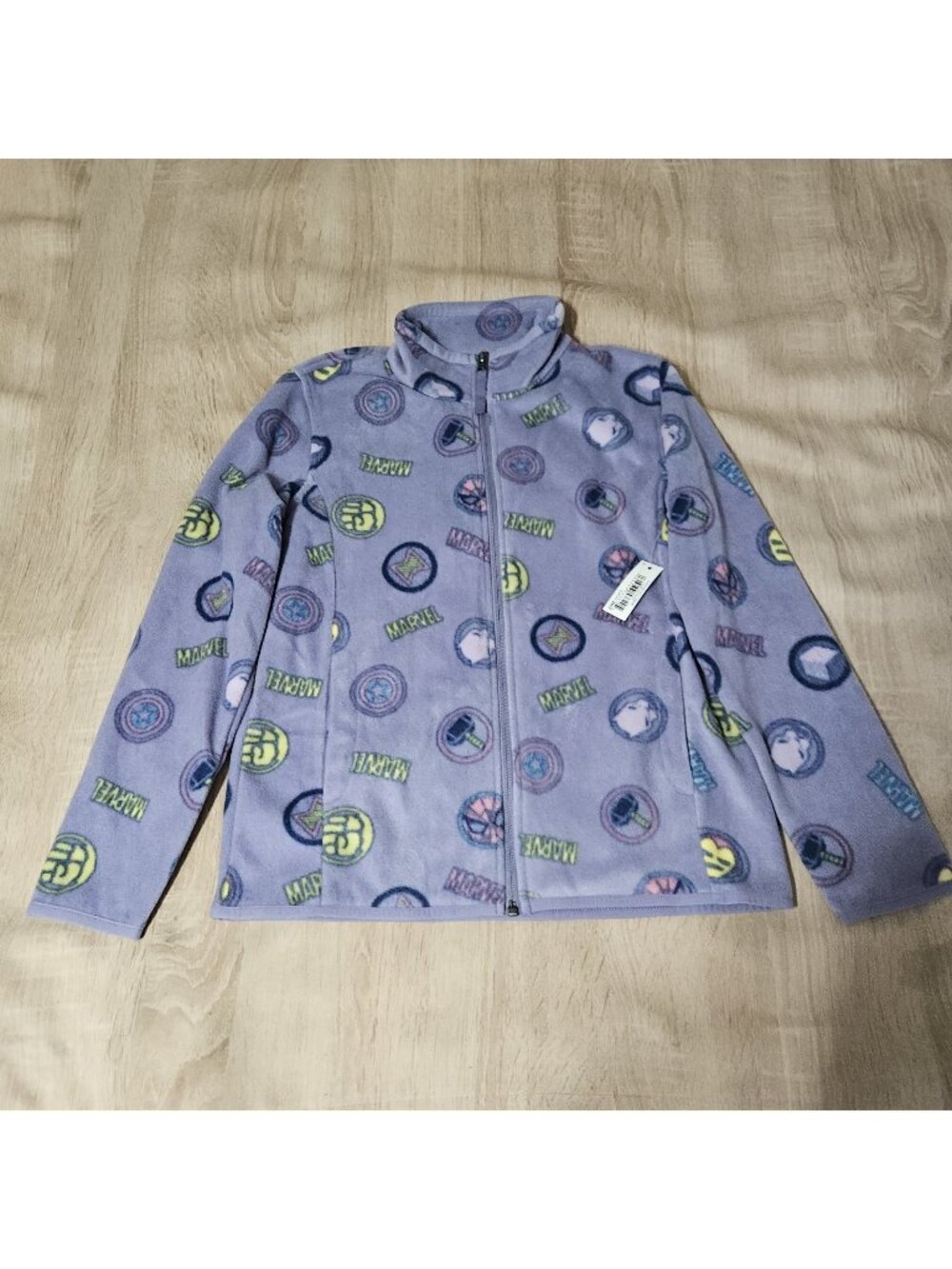 Marvel Girls Size Xl  10 Years Purple Full Zip Fleece Superhero Jacket Nwt